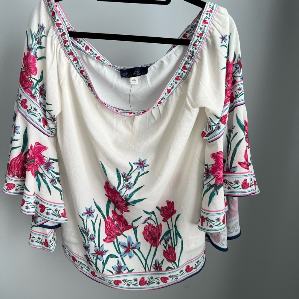 NEW Blue Rain Francesca’s Floral Blouse Size L